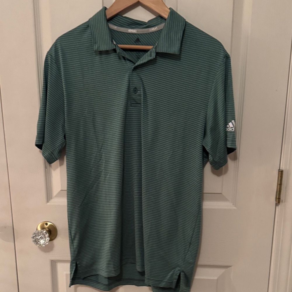 Adidas Men's Striped Polo in Teal